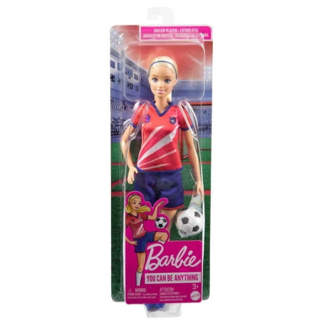 Barbie fotbalová panenka v červeném dresu