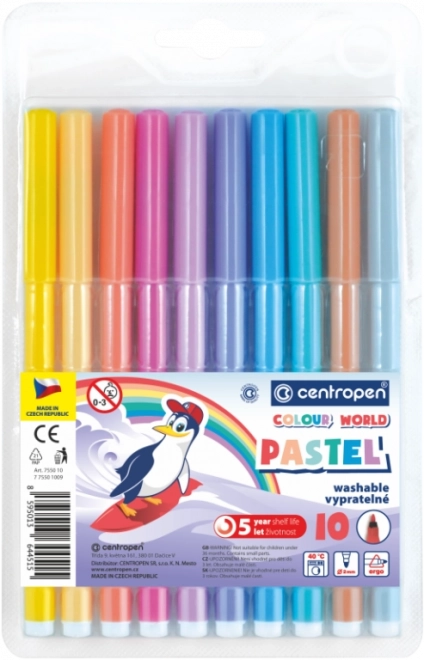 CENTROPEN Fixy PASTEL 10 barev