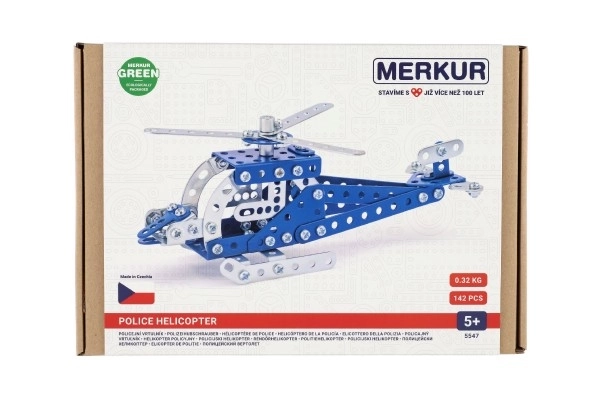 Stavebnice MERKUR 054 Policejní vrtulník 142ks v krabici 26x18x5,5cm