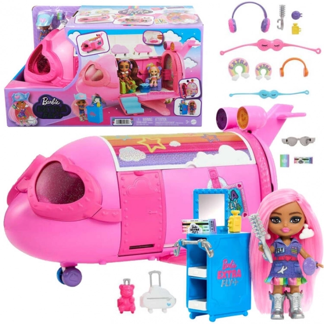 Růžový letoun Barbie Extra Fly Minis s loutkou pilotkou