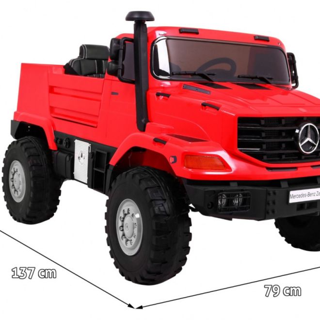 Dětské bateriové auto Mercedes-Benz Zetros Červené + 2místné + nosič zavazadel + dálkové ovládání
