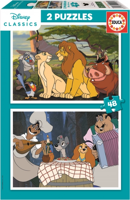 EDUCA Puzzle Disney Zvířata 2x48 dílků