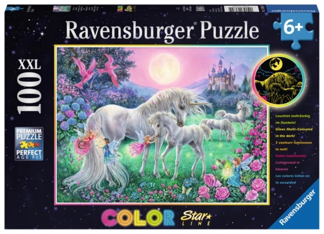 RAVENSBURGER Svítící puzzle Jednorožci za úplňku XXL 100 dílků