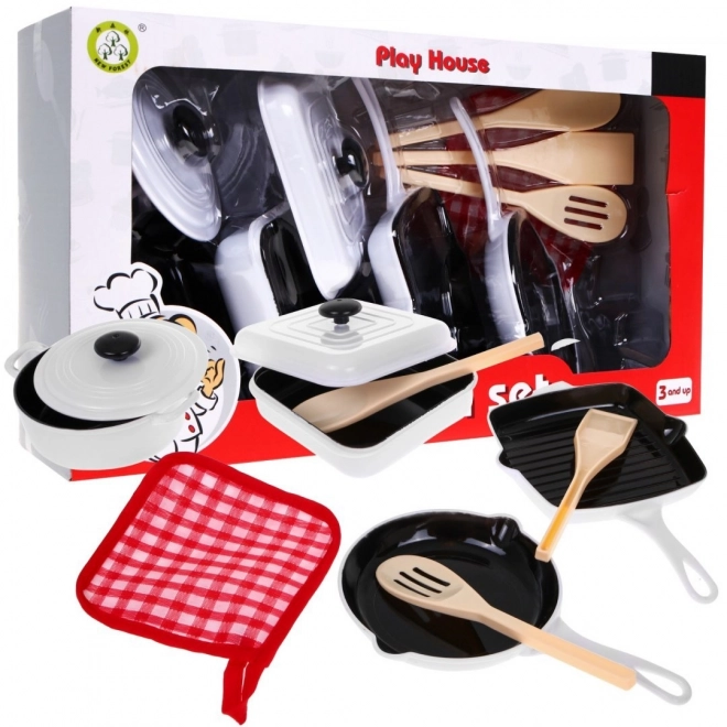 Hrnce Little Cook pro děti White Fun to Cook + příslušenství - 10 dílů