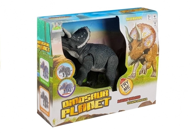 Velký dinosaurus na baterie Triceratops Grey