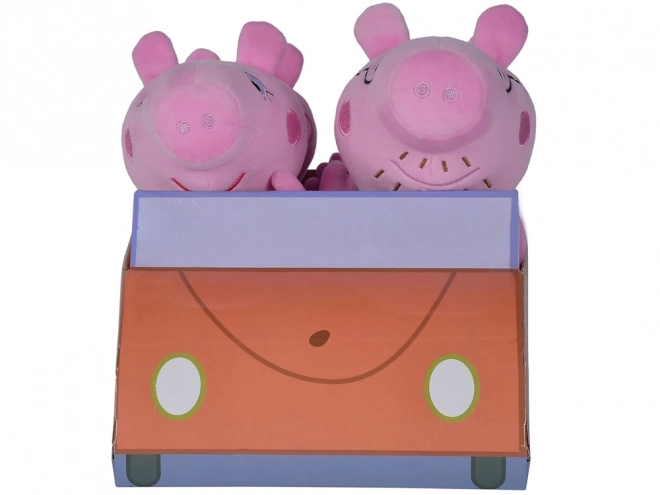 Sada plyšových hraček Peppa Pig - Rodina v autě
