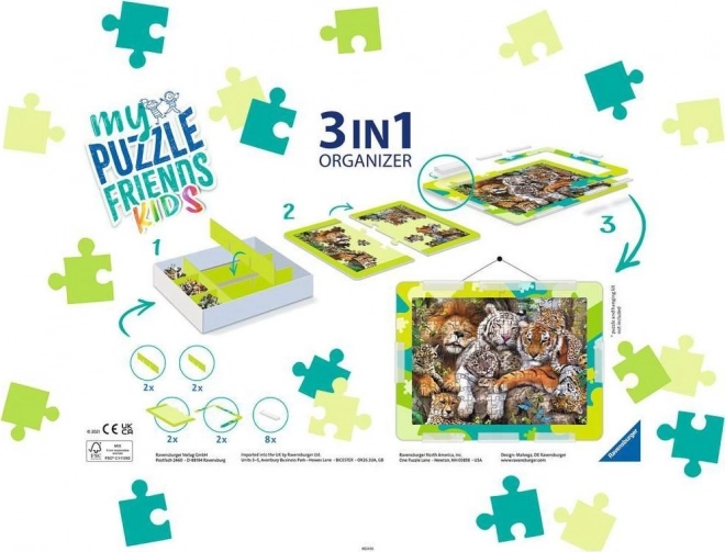 RAVENSBURGER Sada pro skládání puzzle My Puzzle Friends Kids 3v1 zelená