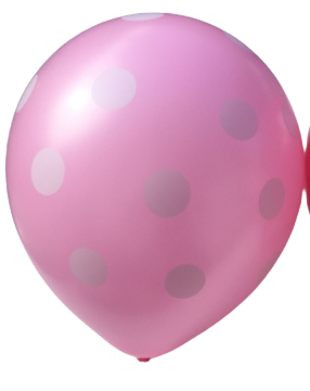 Růžové latexové balónky s bílými puntíky - 100 kusů