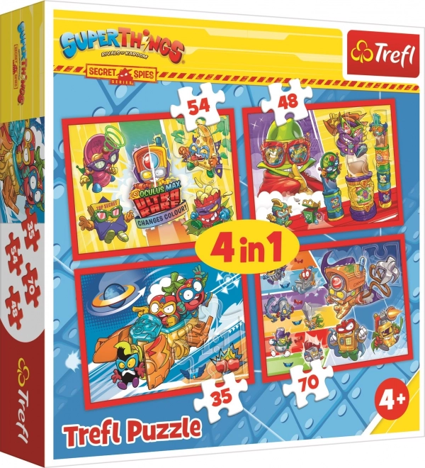 TREFL Puzzle Super Things: Tajní špióni 4v1 (35,48,54,70 dílků)