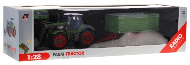 Traktor s bagrem a přívěsem pro děti 3+ Dálkově ovládaný + pohyblivé části Zelený