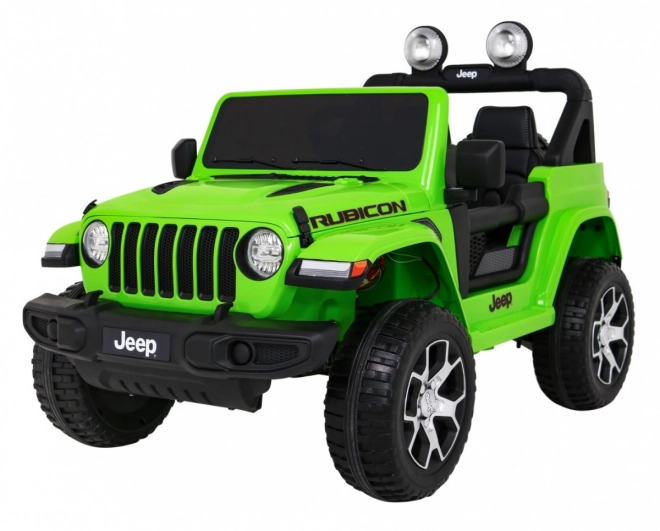 Jeep Wrangler Rubicon baterie pro děti Zelená + Dálkové ovládání + MP3 LED rádio + EVA kola