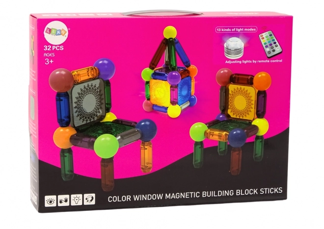 Sada magnetických kostek s osvětlením 32 prvků