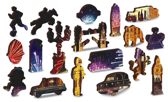 Wooden City Dřevěné puzzle Noční Londýn 2v1, 300 dílků EKO
