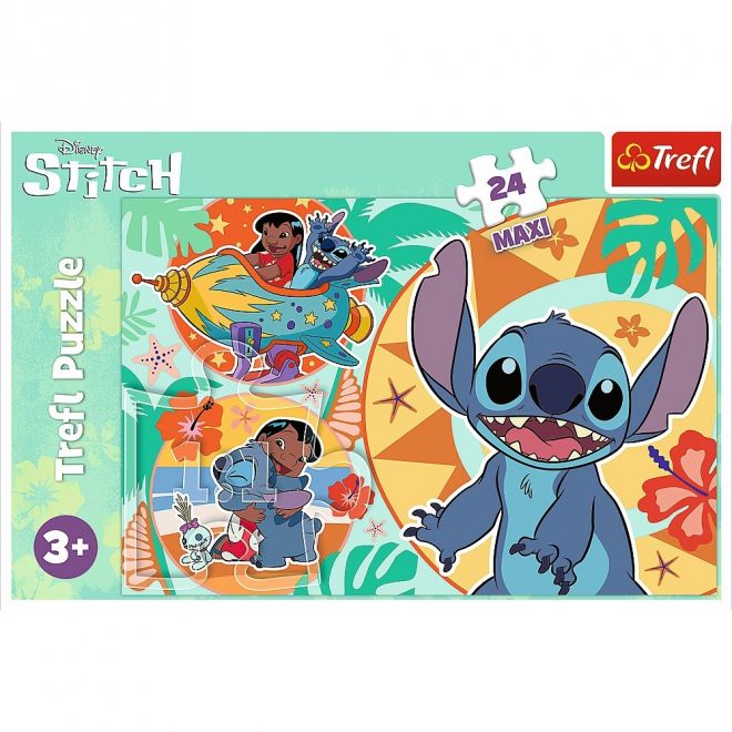 24 dílků Maxi puzzle Veselý den s Lilo a Stitchem