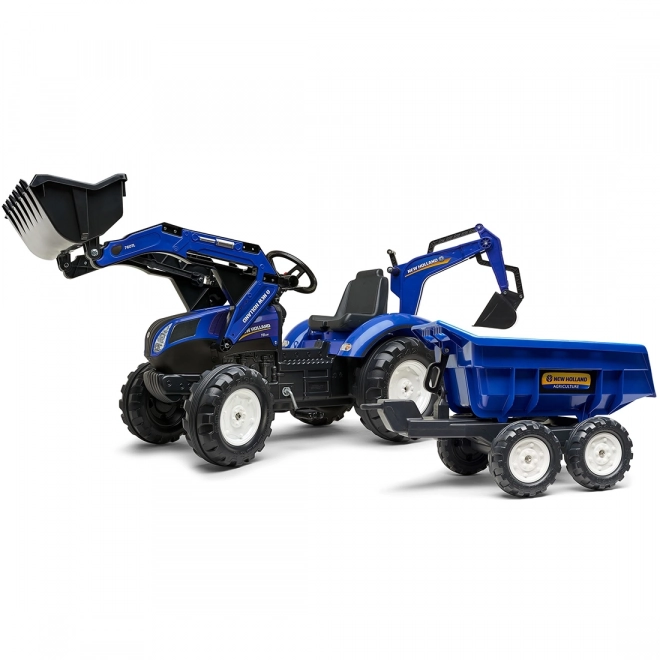 Traktor New Holland s přívěsem modrý pro děti od 3 let
