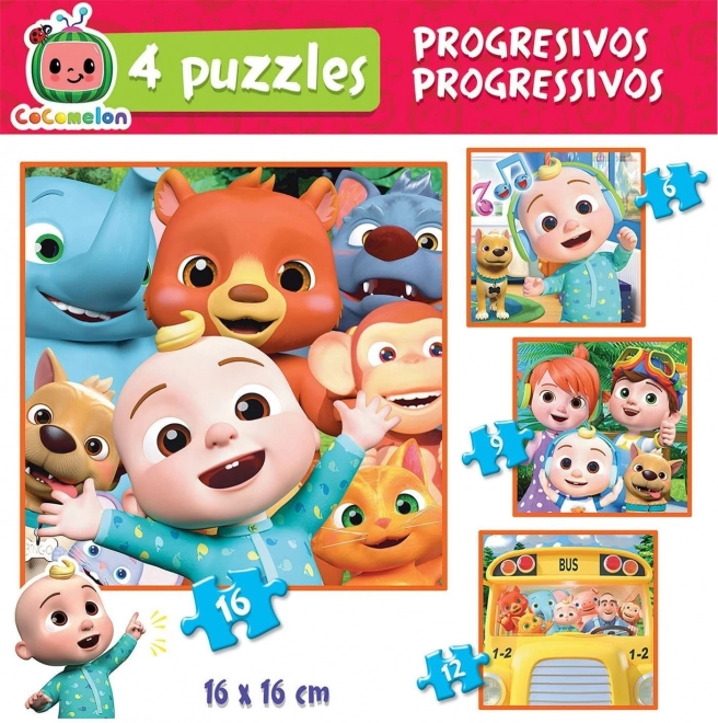 EDUCA Puzzle CoComelon 4v1 (6,9,12,16 dílků)