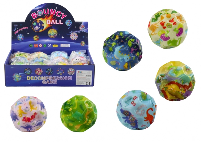 Svítící skákací houba Sponge Ball Dinosaurs 7cm