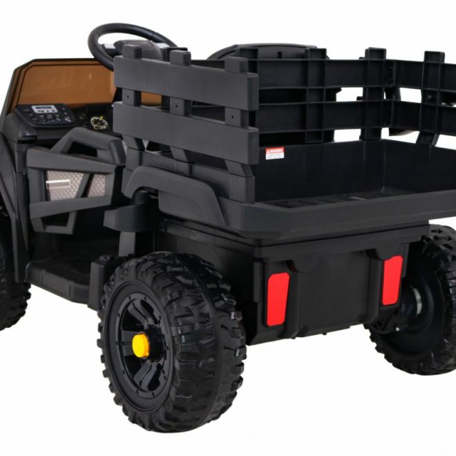Farmářský pick-up pro děti černý + dálkové ovládání + nosič zavazadel + lopata + EVA + MP3 LED