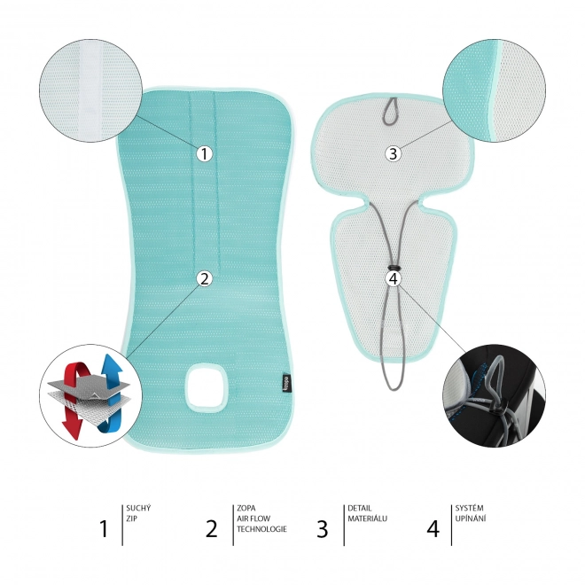 Prodyšná podložka do autosedačky Breeze sk. 2/3, Ice Grey