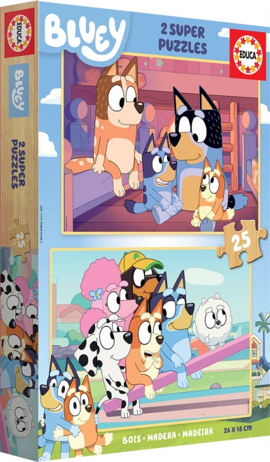 EDUCA Dřevěné puzzle Bluey 2x25 dílků