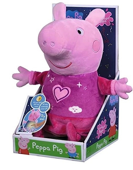 Peppa Pig 2v1 plyšový usínáček, hrající + světlo, růžový, 25 cm