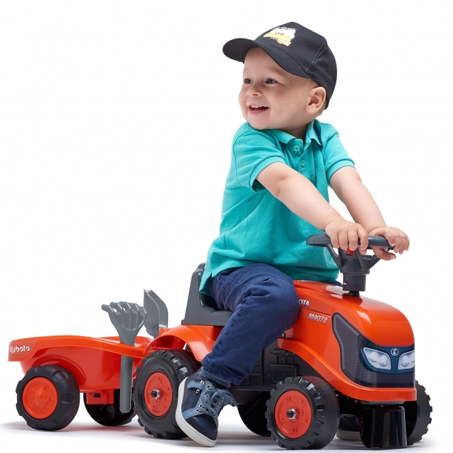 FALK 260C Baby Kubota ride-on traktor s přívěsem, hrable a lopata