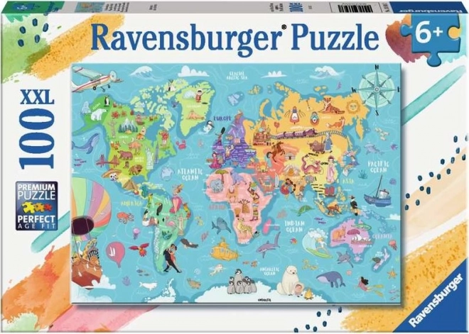 RAVENSBURGER Puzzle Mapa světa XXL 100 dílků