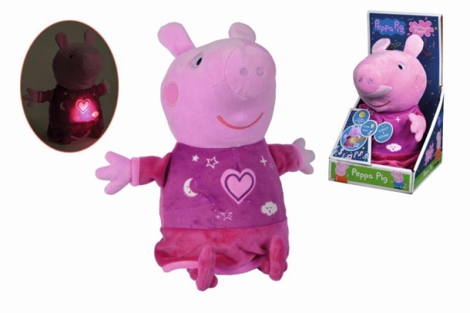 Peppa Pig 2v1 plyšový usínáček, hrající + světlo, růžový, 25 cm