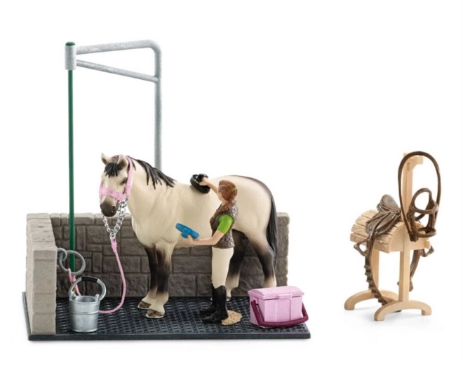 SCHLEICH Horse Club® 42104 Mycí kout pro koně s příslušenstvím