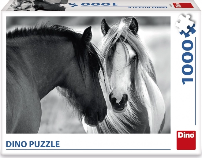 Puzzle Černobílí koně - 1000 dílků