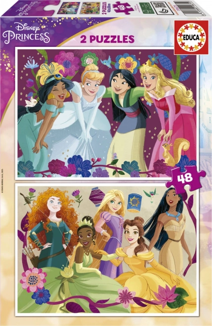 EDUCA Puzzle Disney princezny 2x48 dílků