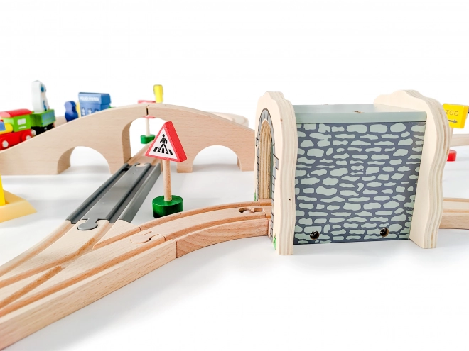 Dřevěný vláček 69ks Ecotoys