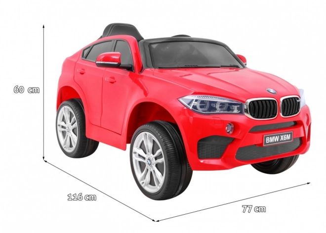 BMW X6M Elektrické dětské auto červené + dálkové ovládání + EVA + pomalý start + audio panel + LED dioda