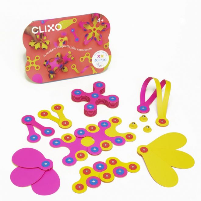 Magnetické bloky Clixo Crew pack, růžová a žlutá