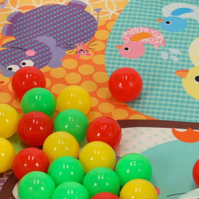Vzdělávací hrací podložka pro děti s ohrádkou, chrastítky a míčky
