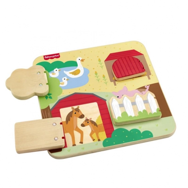 Fisher-Price Dřevěná hra na schovávanou se zvířátky