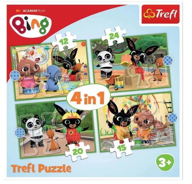 Puzzle 4v1 Bingův šťastný den 28,5x20,5cm v krabici 28x28x6cm