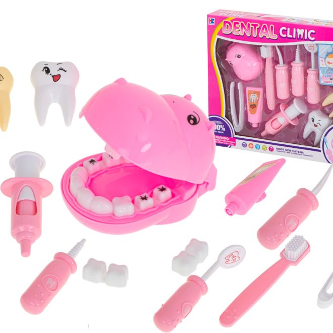 Souprava zubního lékaře - růžový hroch