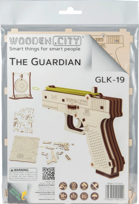 WOODEN CITY 3D puzzle Pistole Guardian GLK-19, 30 dílů