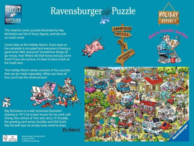 RAVENSBURGER Puzzle Ray's Comic Holiday Resort 1: Kemp 1000 dílků