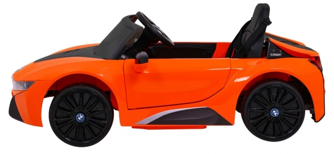 BMW I8 Lift Battery Car Orange + Dálkové ovládání + Pomalý start + 3-Pkt pásy + MP3 USB + LED dioda