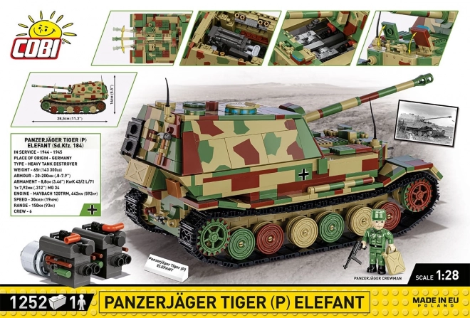 COBI 2582 II WW Panzerjager Tiger (P) Elefant, 1:28, 1244 k