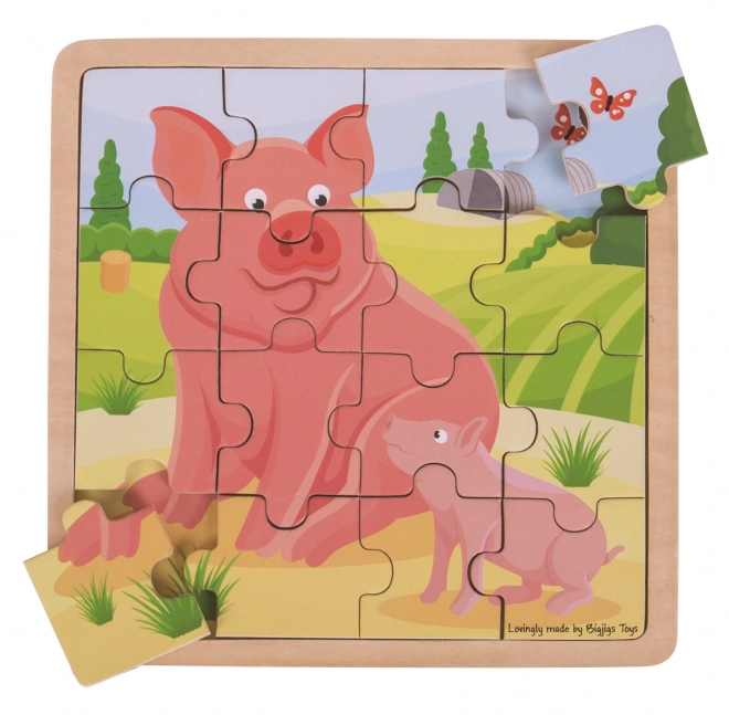 Bigjigs Toys puzzle - Prasátko se selátkem