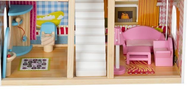 Dřevěný domeček pro panenky s vybavením 90 cm