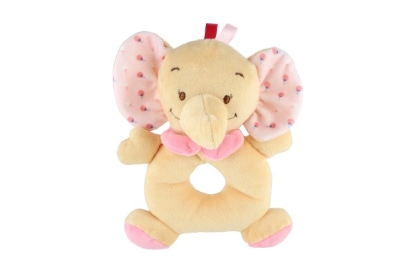 Růžové chrastítko slon 18 cm