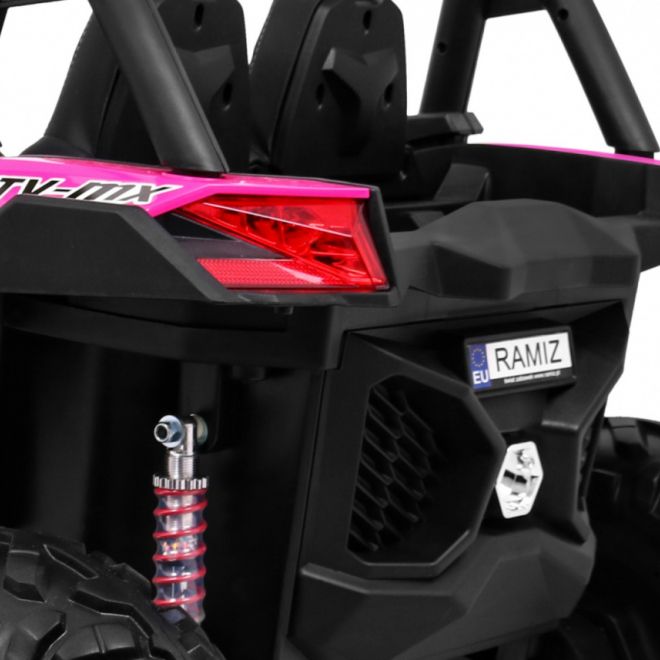 Dětský kočárek SuperStar růžový + pohon 4x4 + dálkové ovládání + zavazadlový prostor + MP3 LED + zámek dveří