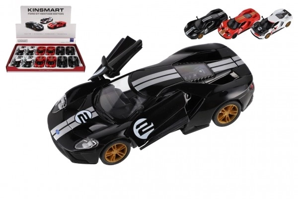 Auto Kinsmart Ford GT 1:38 kov/plast 12,5cm 3 barvy na zpětné natažení 12ks v boxu