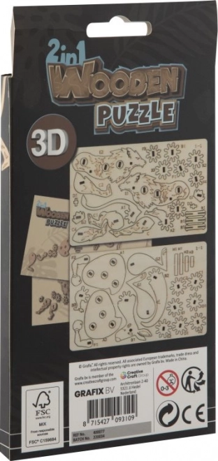 GRAFIX Dřevěné 3D puzzle 2v1 Klokan a lev