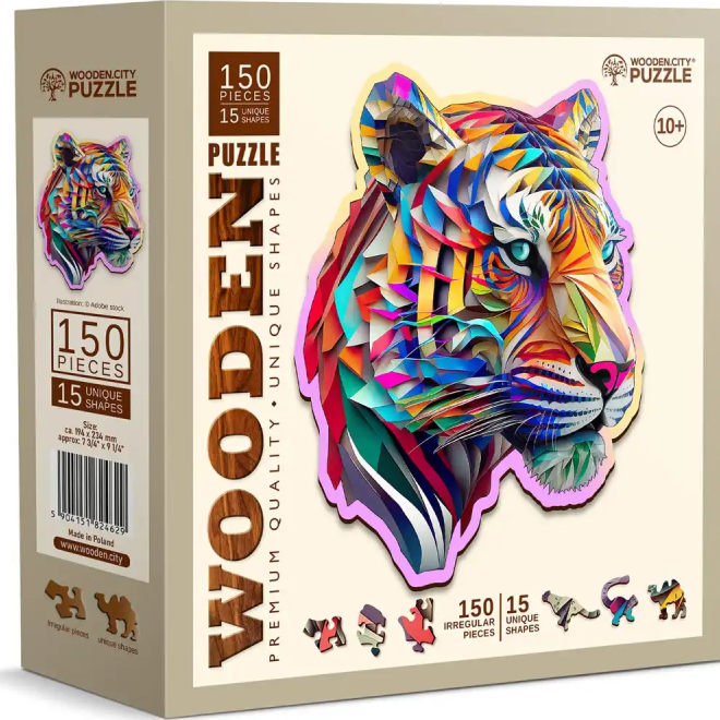 WOODEN CITY Dřevěné puzzle Barevný tygr 150 dílků EKO