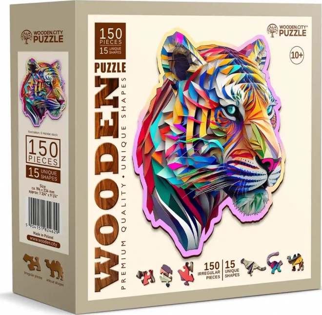 WOODEN CITY Dřevěné puzzle Barevný tygr 150 dílků EKO